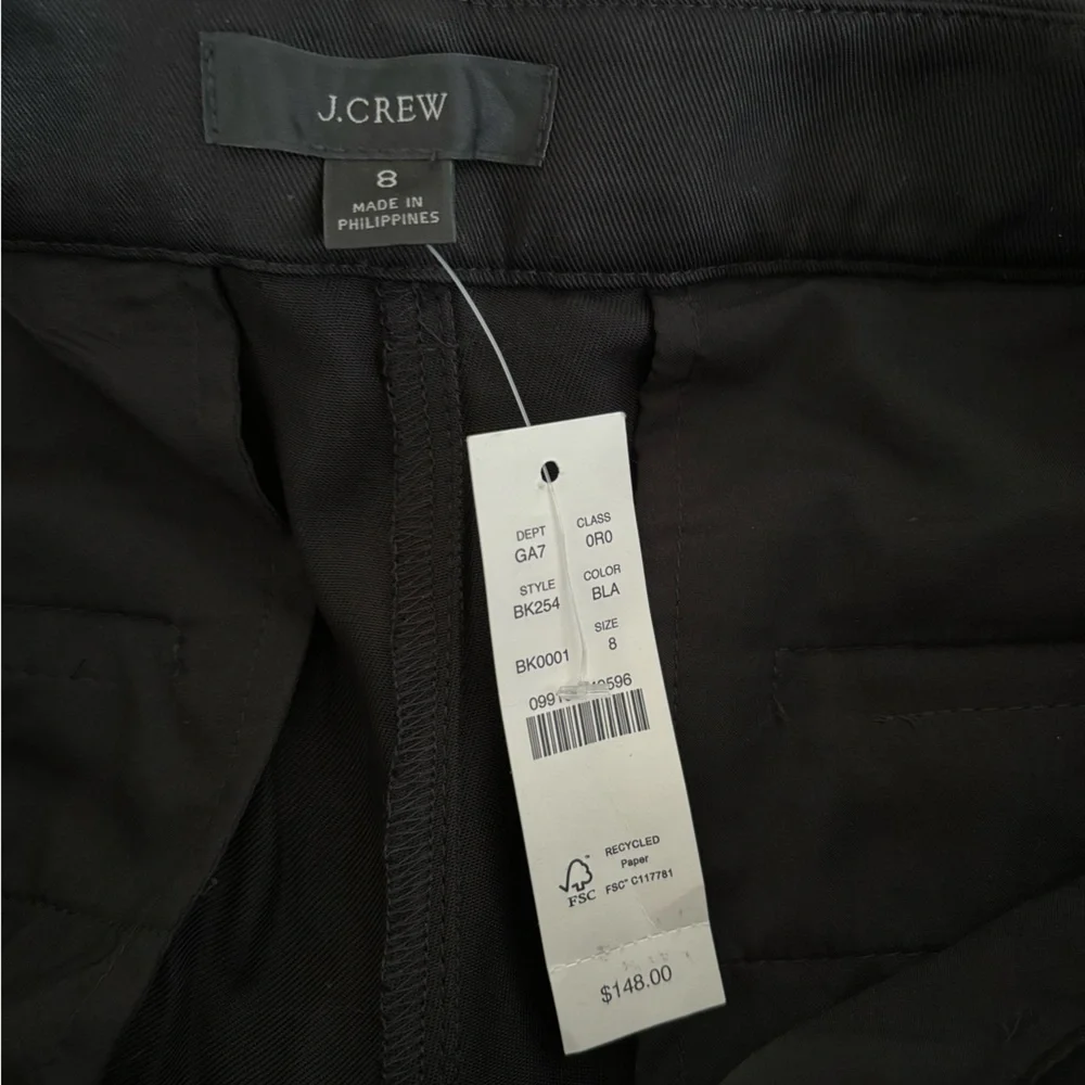 NEW J. Crew‎ | Ingrid Pant in Gramercy Twill Black Sz 8